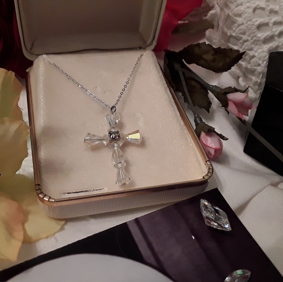 VTG 925 STERLING AURORA BOREALIS CRYSTAL NECKLACE - Picture 5 of 14